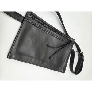 Frye Grey Leather Belt Bag Fanny Pack Braided Size XL 36-40
